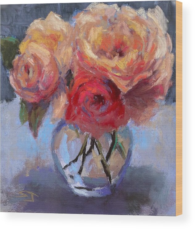 Roses Wood Print featuring the painting Sweet Roses by Susan Jenkins