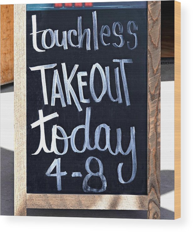 Prevention Wood Print featuring the photograph Take-Out Food Sign - Colorado by Sandra Leidholdt