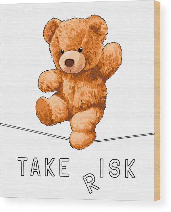 Bears Wood Print featuring the painting Take Risk by Miki De Goodaboom