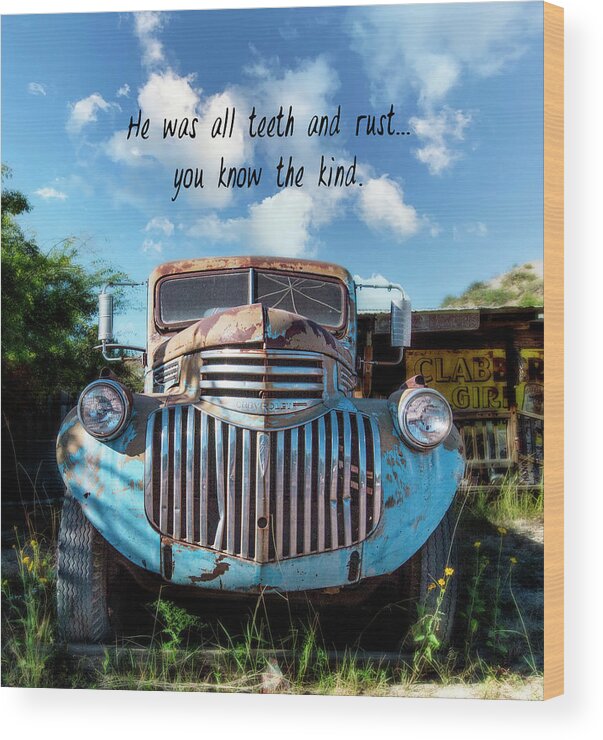 Vintage Truck Wood Print featuring the photograph Teeth and Rust by Carmen Kern