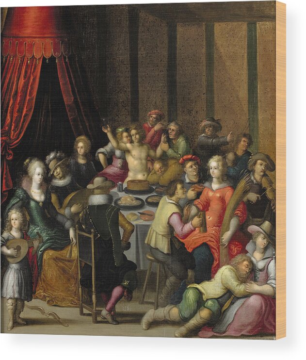 Louis De Caullery Wood Print featuring the painting The Feast of Bacchus by Louis de Caullery