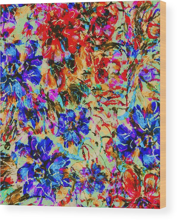 Flowers Wood Print featuring the painting Tossed Floral by Natalie Holland