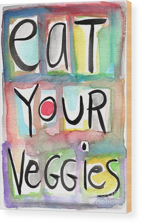 Veggies Wood Print featuring the painting Eat Your Veggies by Linda Woods