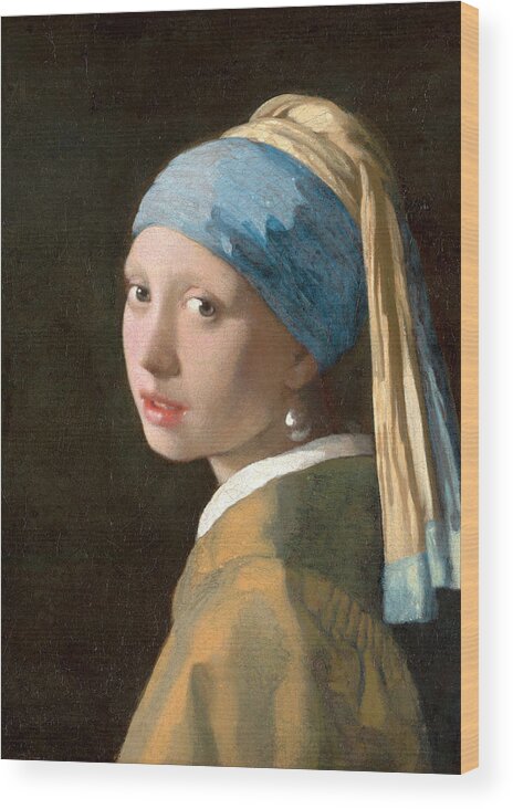 Girl With A Pearl Earring Wood Print featuring the painting Girl with a Pearl Earring by Johannes Vermeer
