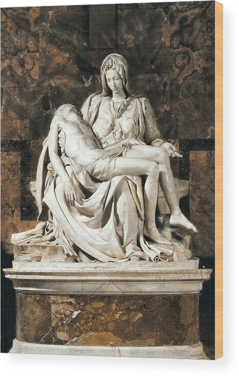 Vertical Wood Print featuring the photograph Michelangelo 1475-1564. Pieta #1 by Everett