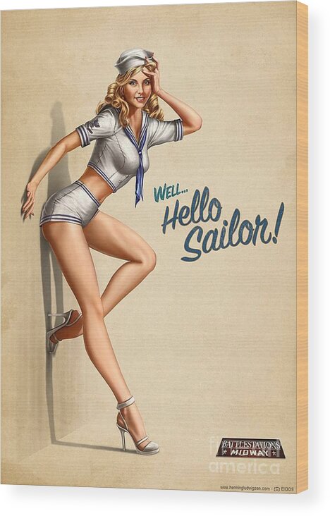 Pinup Wood Print featuring the photograph Pinup Girl by Action