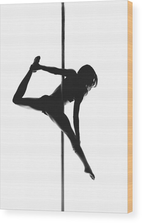 Pole Wood Print featuring the photograph Pole Silhouette #1 by Marino Flovent