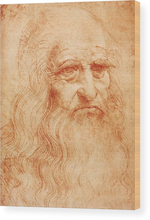 Turin Wood Print featuring the painting Self Portrait by Leonardo da Vinci