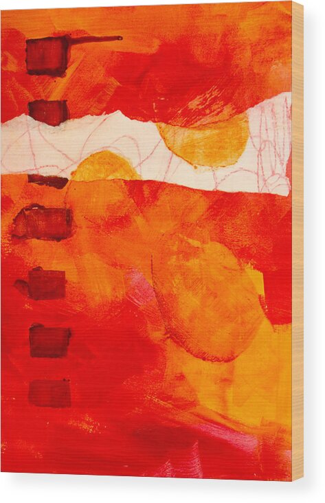Red Wood Print featuring the painting Sunrise #1 by Nancy Merkle