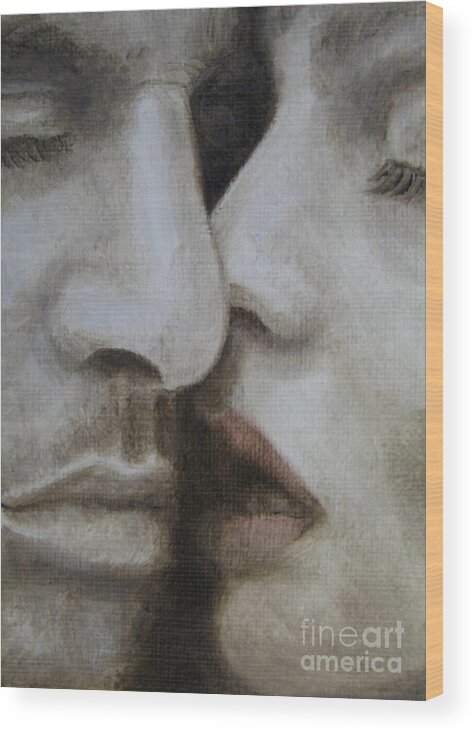 Noewi Wood Print featuring the painting The Kiss by Jindra Noewi