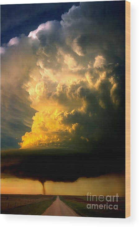Tornado Wood Print featuring the photograph Tornado #1 by Mike Agliolo