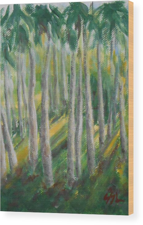 Landscape Wood Print featuring the painting Tropical #1 by Jane See