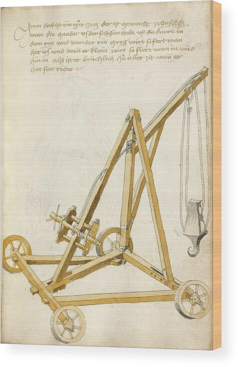 1400s Wood Print featuring the photograph 14th Century Military Equipment by Scientific, Historical, And Didactic Manuscripts/bellifortis/new York Public Library
