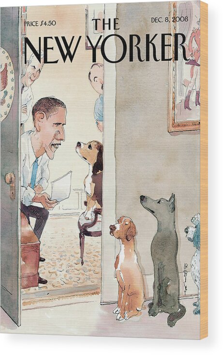 Obama Wood Print featuring the painting Vetting by Barry Blitt