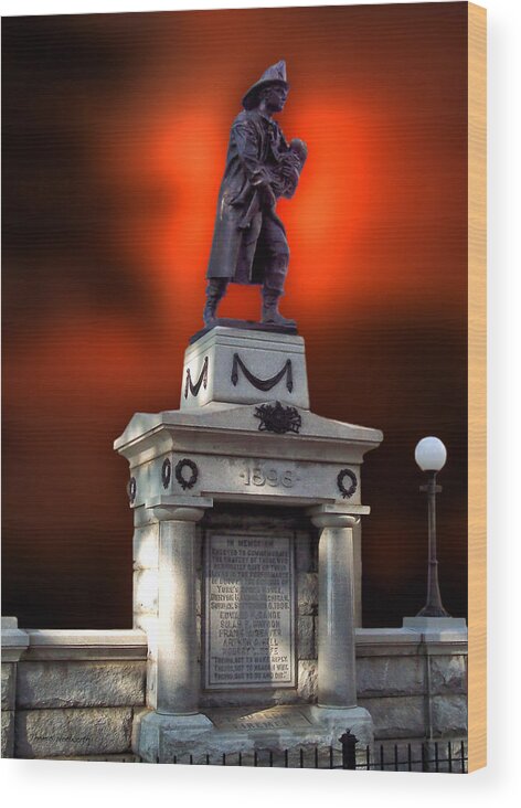 Statue Wood Print featuring the photograph 1898 Firemen Memorial St Joes Michigan by Thomas Woolworth