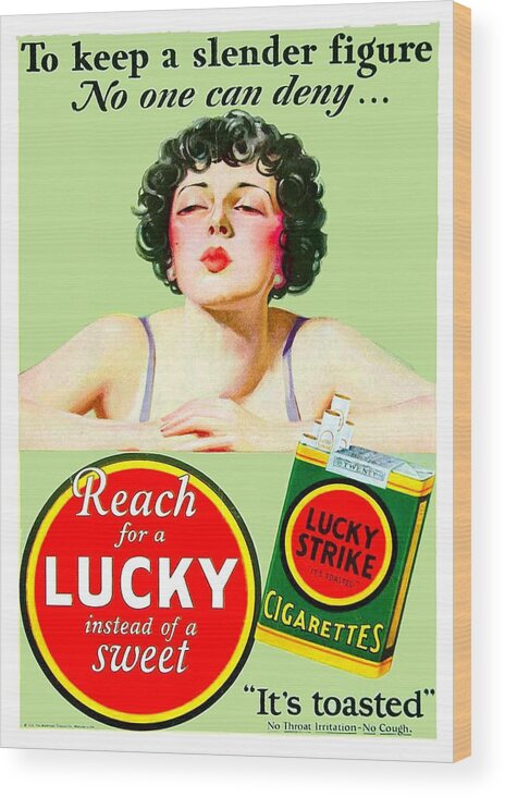 1929 - Lucky Strike Cigarette Advertisement - Color Wood Print by