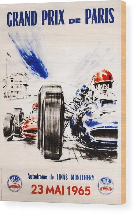Paris Grand Prix Wood Print featuring the digital art 1965 Grand Prix de Paris by Georgia Clare
