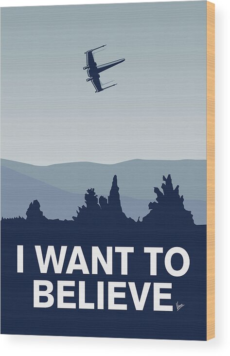 Classic Wood Print featuring the digital art My I want to believe minimal poster-xwing #2 by Chungkong Art