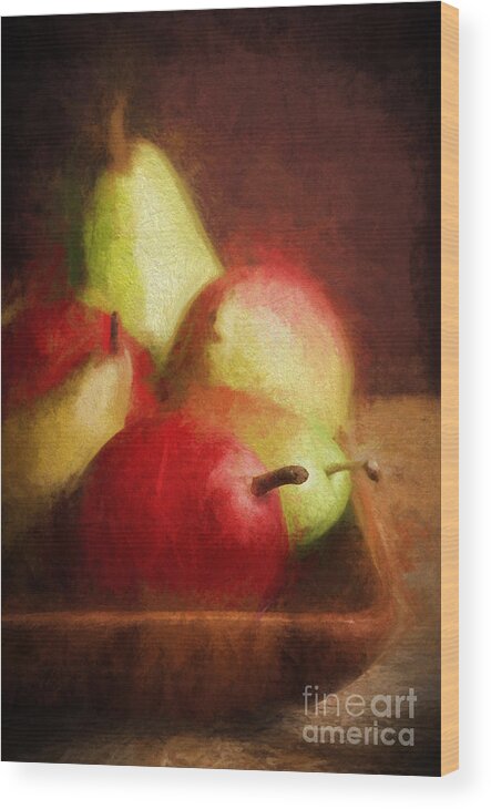 Pears Wood Print featuring the painting Pears #3 by HD Connelly