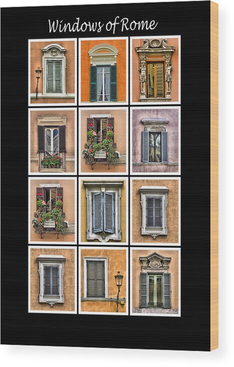 Rome Wood Print featuring the photograph Windows of Rome #2 by David Letts
