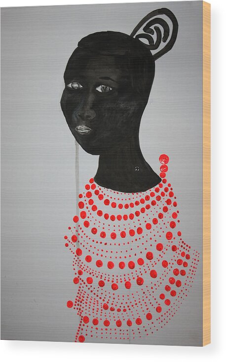 Jesus Wood Print featuring the painting Dinka Bride - South Sudan #20 by Gloria Ssali