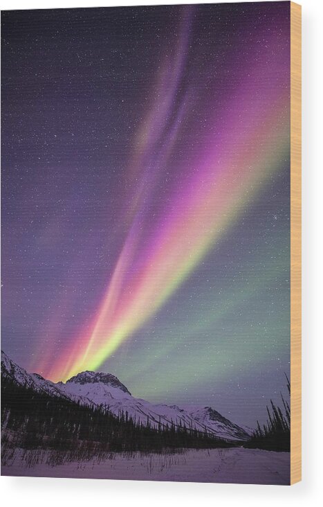 Alaska Wood Print featuring the photograph Aurora Borealis In Alaska #27 by Chris Madeley