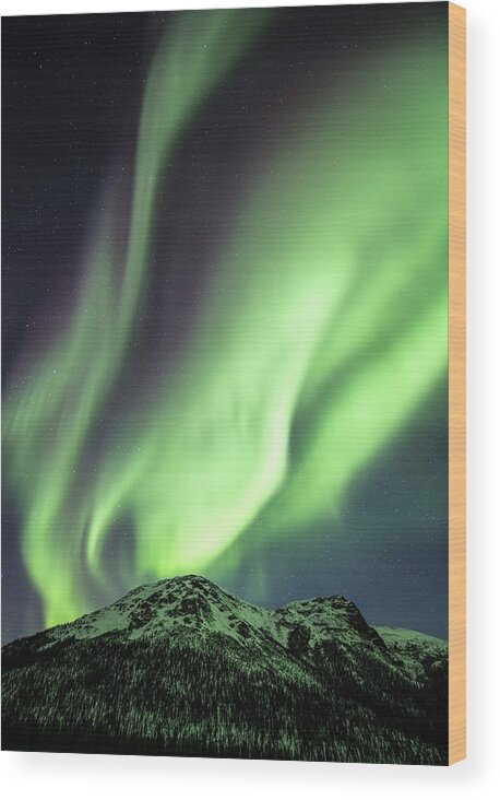 Alaska Wood Print featuring the photograph Aurora Borealis In Alaska #35 by Chris Madeley