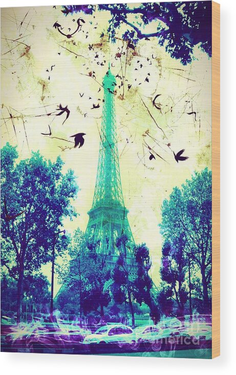 Eiffel Tower Wood Print featuring the digital art Eiffel Tower #4 by Marina McLain