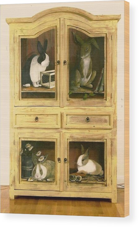 Diane Strain Wood Print featuring the painting A Home for my Rabbits by Diane Strain