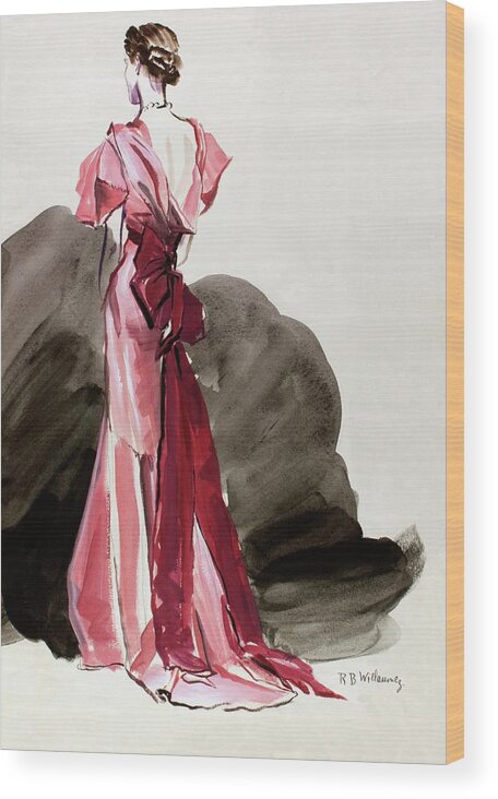 Fashion Wood Print featuring the digital art A Woman Wearing A Vionnet Dress by Rene Bouet-Willaumez