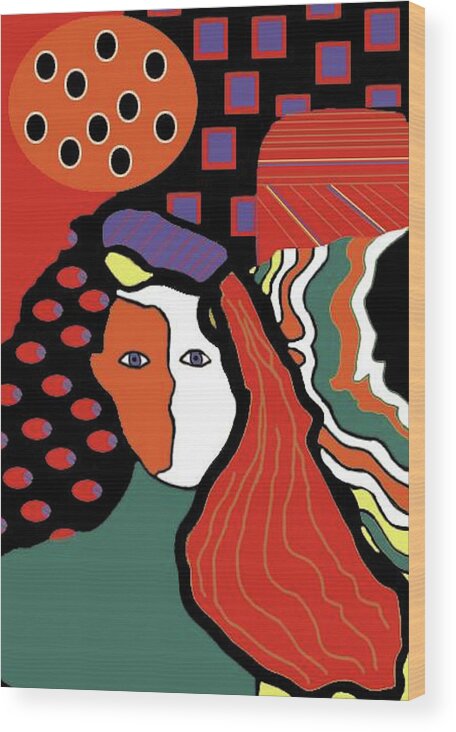 Abstract Lady Wood Print featuring the painting Abstract Lady by Vickie G Buccini