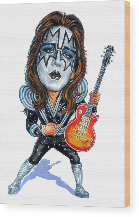 Ace Frehley Wood Print featuring the painting Ace Frehley by Art 