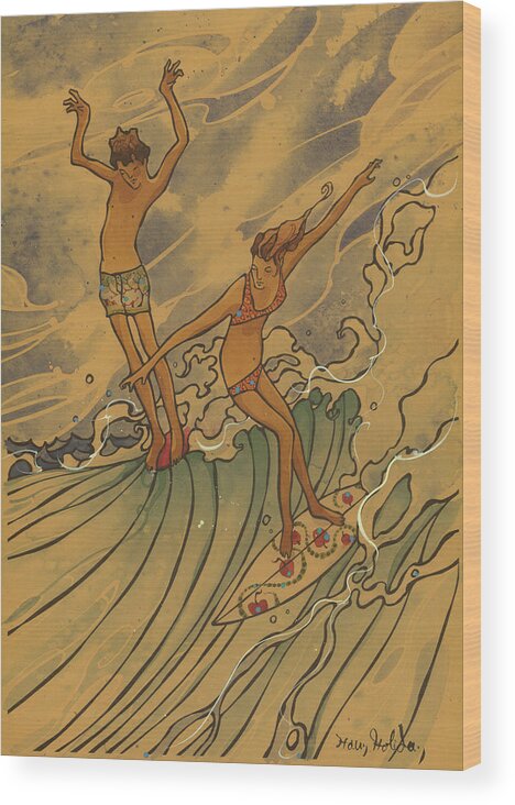 Harry Daily Wood Print featuring the painting Adam and Eve 2 by Harry Holiday