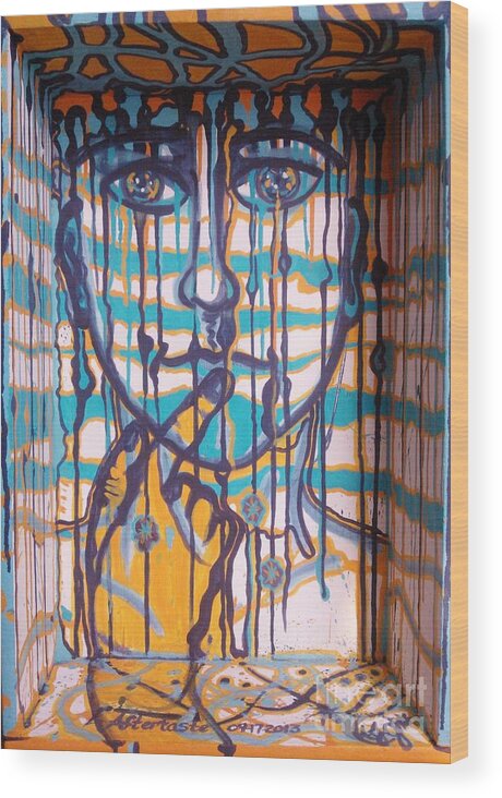 Expressionistic Wood Print featuring the painting Aftertaste by Adriana Garces