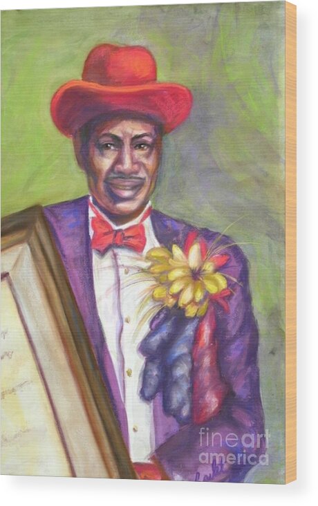 Portrait Wood Print featuring the painting Al-Carnival Time's Birthday by Beverly Boulet