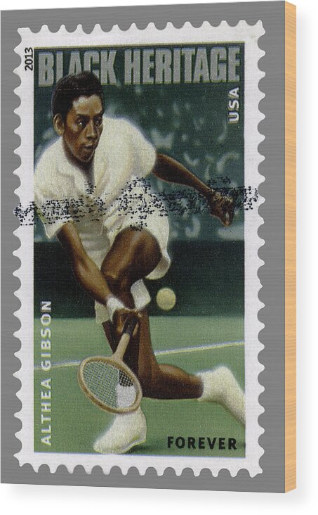 Althea Gibson Wood Print featuring the photograph Althea Gibson Postage Stamp by Phil Cardamone