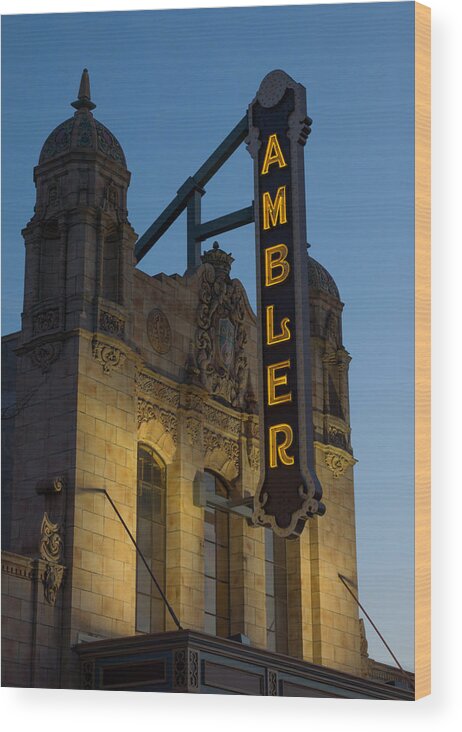 Ambler Theater Marquee Wood Print featuring the photograph Ambler Theater Marquee by Photographic Arts And Design Studio
