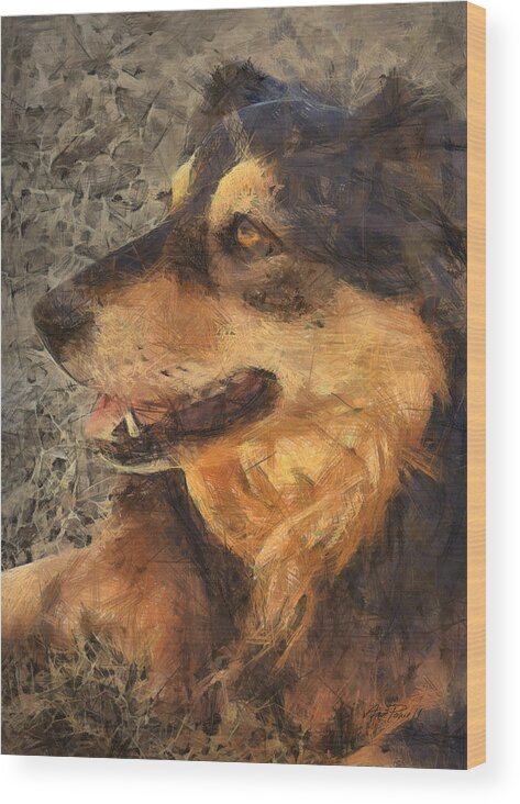 Dog Wood Print featuring the photograph animals - dogs - Faithful Friend by Ann Powell