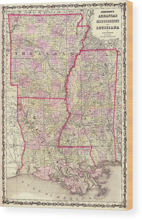 Antique Map of Louisiana 1845 Drawing by Mountain Dreams - Fine Art America