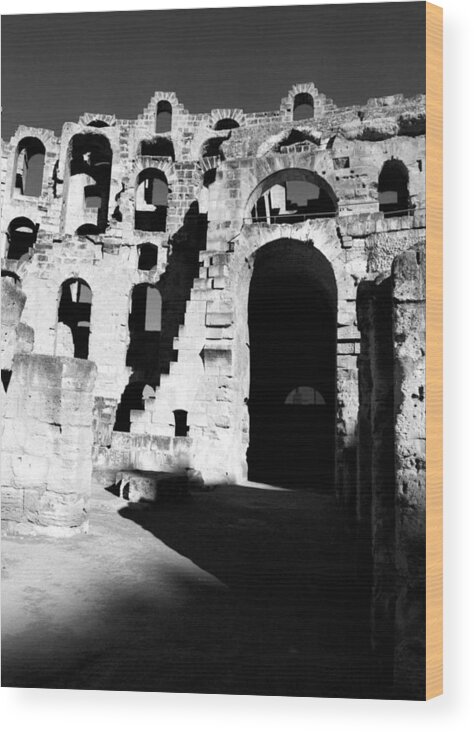 Donna Corless Wood Print featuring the photograph Arches of El Jem's Coloseum by Donna Corless