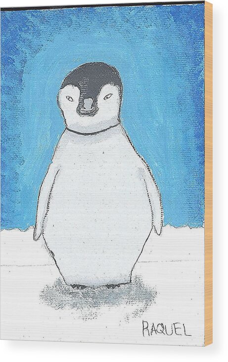 Arctic Penguin Wood Print featuring the painting Arctic Penguin by Fred Hanna