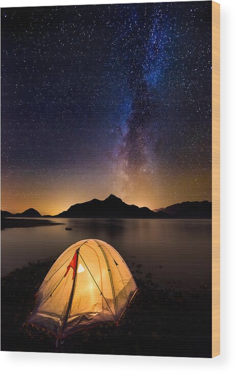 Milky Way Wood Print featuring the photograph Asleep under the Milky Way by Alexis Birkill