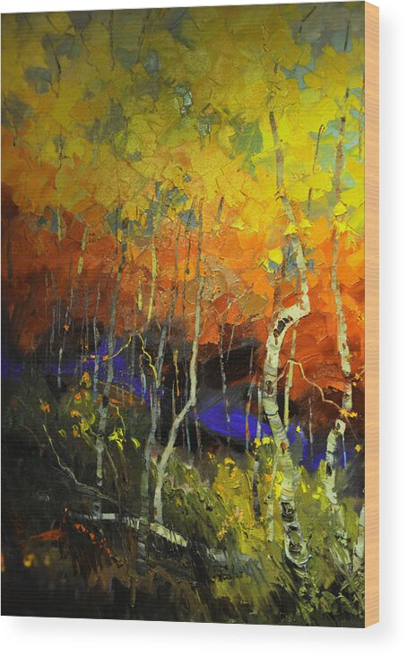 Aspens Wood Print featuring the digital art Aspens in the Fall by Rob Hemphill