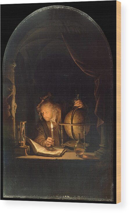 Gerrit Dou Wood Print featuring the painting Astronomer by Candlelight by Gerrit Dou