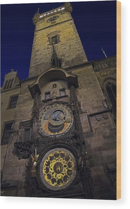 Outdoors Wood Print featuring the photograph Astronomical Clock by Doug Davidson