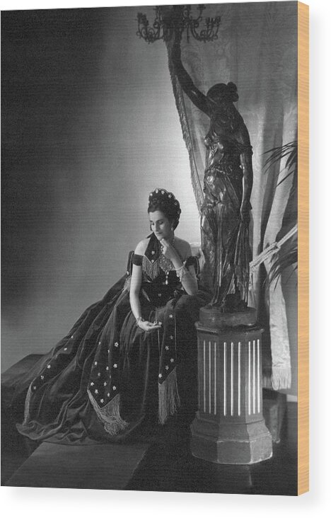Actress Wood Print featuring the photograph Audrey Parr Wearing A Velvet Dress by Horst P. Horst