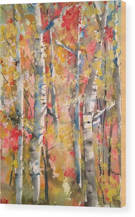 Autumn Wood Print featuring the painting Autumn Trees by Robin Miller-Bookhout