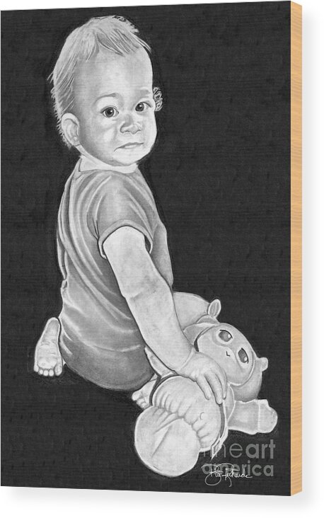 Pencil Wood Print featuring the drawing Baby by Bill Richards