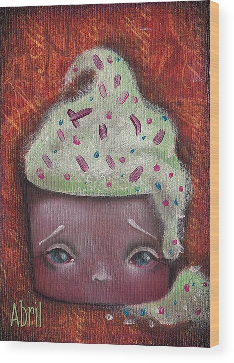 Cupcake Wood Print featuring the painting Baby Cakes II by Abril Andrade