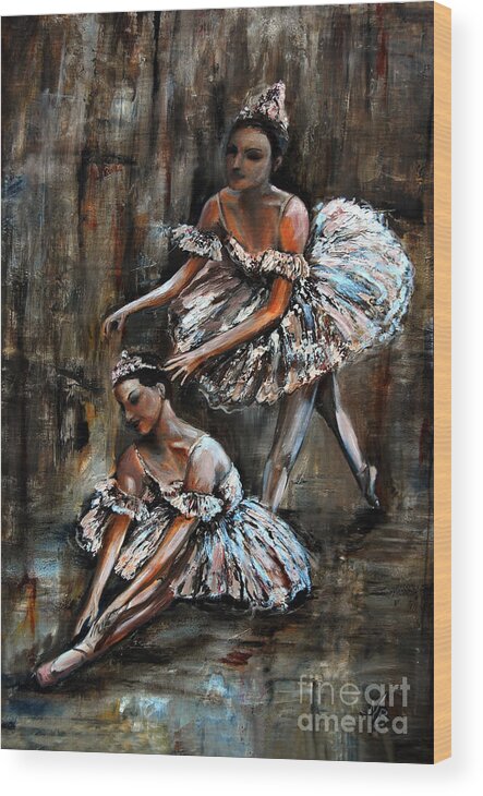 Ballet Wood Print featuring the painting Ballerina by Nancy Bradley
